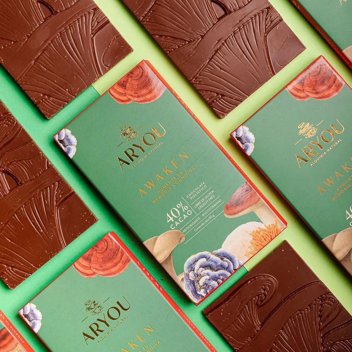 Chocolates and packaging in a diagonal composition
