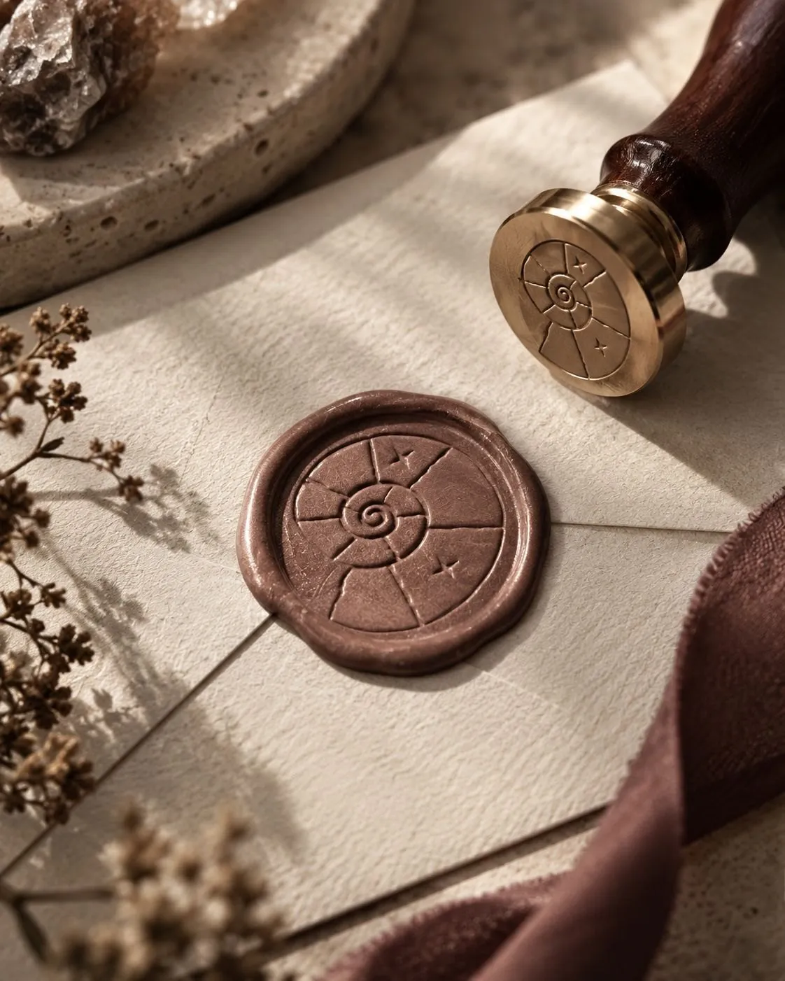 Wax seal with the brand spiral shell