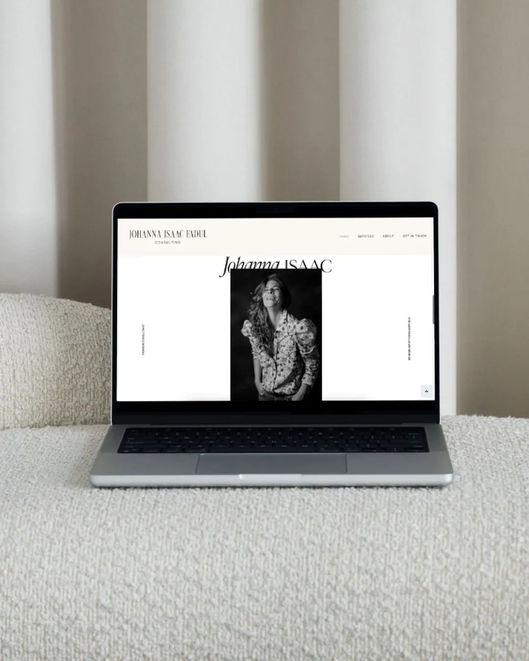 Johanna Isaac website cover on a laptop